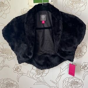XS Fur Jacket Crop Sleeveless Faux Fur Wrap